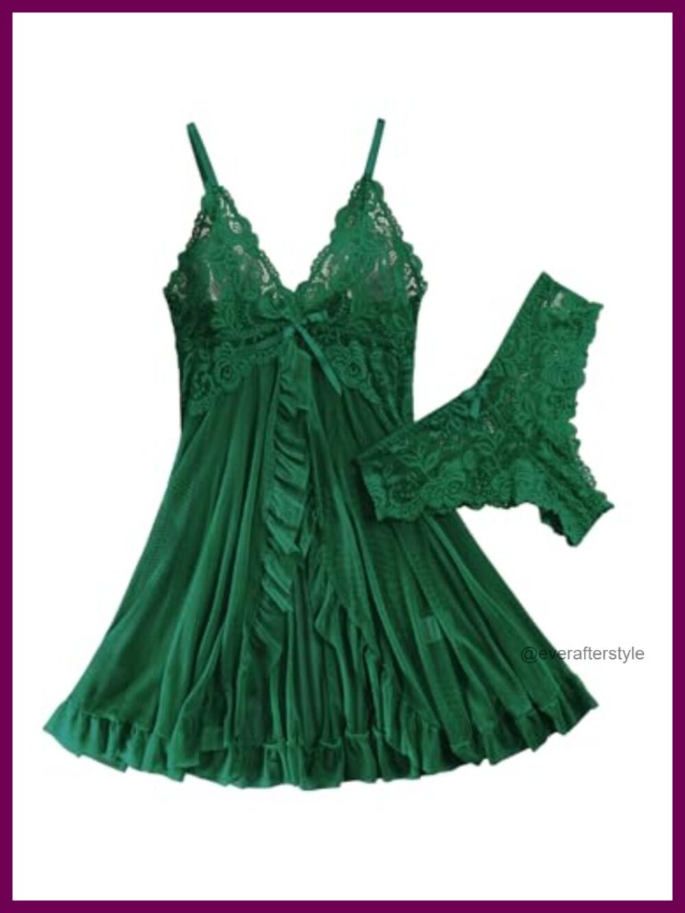 Women's Lingerie Dress 2pc Set with Thong Slight Stretch Wireless V-Neck Chemise